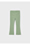 Girl's Loose-Fit Ribbed Green Leggings - 03720 - 4