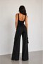 Women's High-Waisted Wide-Leg Cargo Pants – Zipper and Lace Detailing - 3