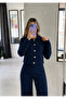 Knitwear Belted Buttoned Blouse Trouser Set - 7
