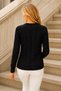 Women's Round Neck Long Sleeve Hair Braided Soft Textured Trend Casual Black Knitwear Sweater - 3