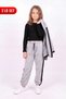 Girl's Ribbed Crop and Stripe Detailed Tracksuit Set