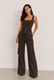 Women's High-Waisted Wide-Leg Cargo Pants – Zipper and Lace Detailing