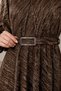 Women's Lined Belt Detail Glittery Stylish Jacquard Hijab Dress - 5