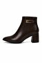 Lorenza Brown Rustic Women's Daily Ankle Buckle Detailed Pointed Toe Thick Heeled Elegant Stylish Boots Bootie - 5