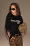 Lapis women's organic cotton long sleeve printed oversize black t-shirt - 3