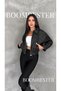Women's Faux Leather Short Coat with Zipper, Shirt Collar and Elastic Waist