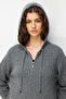 Women's Hooded Basic Long Wool Cardigan Smoked - 4