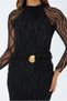 Women's Black Transparent Detailed Glitter Midi Length Stylish Dress Nbmy4141