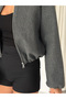 Women's Cashmere Zippered Crop Bomber Jacket - 4