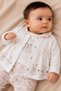 Baby Girl Teddy Bear Bow Detailed Floral Patterned 3-Piece Set (Cardigan, T-Shirt, Pants) - 4