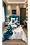Turkuaz İnci̇ 5D Printed Cotton Single Duvet Cover Set 4 Piece