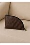 Women's Brown Basket-Patterned Bow Detailed Wallet Shoulder Bag - 3