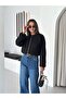 Women's Black Cashmere Comfortable Fit Zippered Crop Bomber Jacket - 6