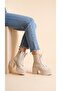 Side Zippered Lace-Up High Thick Heeled Women's Long Boots - 2