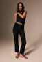 Kors Women's High Waist Short Leg Lycra Jean Black Trousers