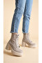 Side Zippered Lace-Up High Thick Heeled Women's Long Boots - 2