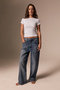 Lexy women's standard waist baggy balloon blue tint jean pants - 4
