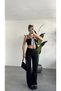 Women's Black High Waist Wide Leg Straight Cut Denim Trousers Loose Leg Jeans - 3