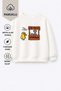 Unisex Kids Ecru Duck Printed 3 Thread Fabric Cotton Sweatshirt - 3