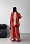 Women's Red Ethnic Patterned Design Shirt Pants Set Nbms26120 - 4