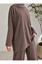 Two-Sided Zipper Detail Long Pants Suit - Light Brown - 2