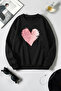 Unisex Heart Printed Crew Neck Sweatshirt