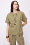 Women's Crew Neck Off-Shoulder Short Sleeve Linen Blouse - 2