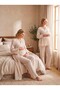 New Season Light Beige Double-Breasted Easy Breastfeeding Feature Muslin Fabric Design Long Sleeve 100% Cotton Maternity Pajama Set - 6