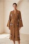 Women's Muslin Long Kaftan with Evil Eye Motif Bohemian Kimono - 2