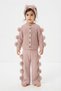 Pompom Detailed Cardigan, Trousers and Headband Knitwear 3-Piece Set