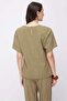 Women's Crew Neck Off-Shoulder Short Sleeve Linen Blouse - 5