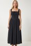 Corset Look Poplin Midi Dress Lub0224 Black - 4