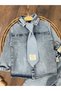 Denim Shirt, Front Snap Fasteners, Tie, Lycra Denim Trousers, 3-Piece Seasonal Baby Boy Set - 5