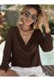Elegant Posture - Women's Degaje Collar Long Sleeve Sandy Blouse - 4