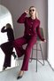 Polo Collar Gold Button Detailed Belted High Waist Spanish Leggings Knitwear Top and Bottom Set Aw26Au0002