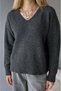 V-Neck Soft Textured Loose Fit Long Sleeve Basic Knitwear Sweater Aw26Kz00028 - 2