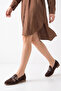 Siela Women's Genuine Leather Ballerinas - Brown Suede - 7