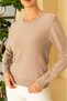Crew Neck Stone Detailed Long Sleeve Soft Textured Knit Sweater Aw26Kz00026 - 3