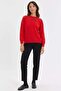 Women's Crew Neck Side Knit Wool Sweater Coral - 6