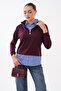 Women's Shirt Collar Look Zippered Sweatshirt 265129 - - 2
