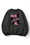 Unisex Soft Textured Cat Chaos Printed Design Oversize 3 Thread Crew Neck Sweatshirt