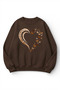 Unisex Soft Textured Leopard and Butterfly Heart Printed Design Oversize 3 Yarn Crew Neck Sweatshirt