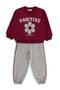 Floral Appliqued Tracksuit Set for 2-5 Years Old - Burgundy