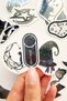 Black Color Themed Hologram Stickers 21 Piece Sticker Pack Waterproof Laptop Thermos Phone Sticker Set - 6