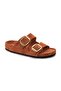 Mk205 Tile Genuine Suede Leather Full Covered Cork Sole Double Buckle Unisex Orthopedic Slippers