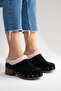 Zerlinda Women's Genuine Leather Clogs Slippers Black Suede - 6