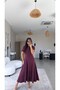Burgundy Pieced Massi Model Dress - 5