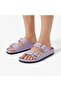 Mk205 Lilac Genuine Leather Full Covered Cork Sole Double Buckle Unisex Orthopedic Slippers - 4