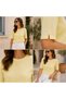 Women's Crew Neck Short Sleeve Mercerized Knitwear Blouse with Drop Back Detail - 2