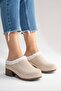 Zerlinda Women's Genuine Leather Clogs Slippers Beige Suede - 6